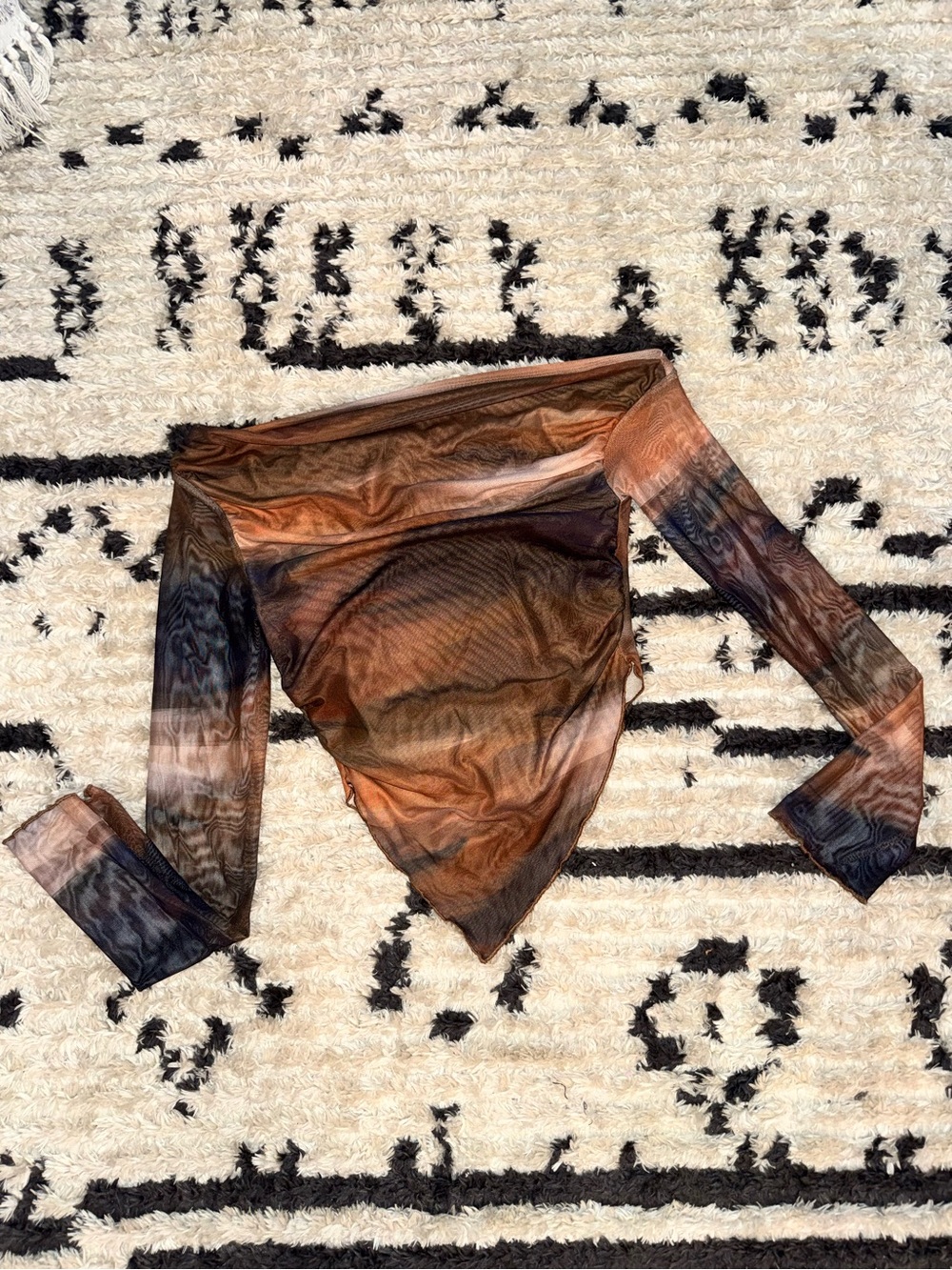 Off Shoulder Tie Dye Mesh Top - Picture 2 of 6